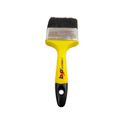 Brocha de pintura BYP LA BUENA 3 pulgadas, mango ergonómico amarillo y negro, ideal para acabados