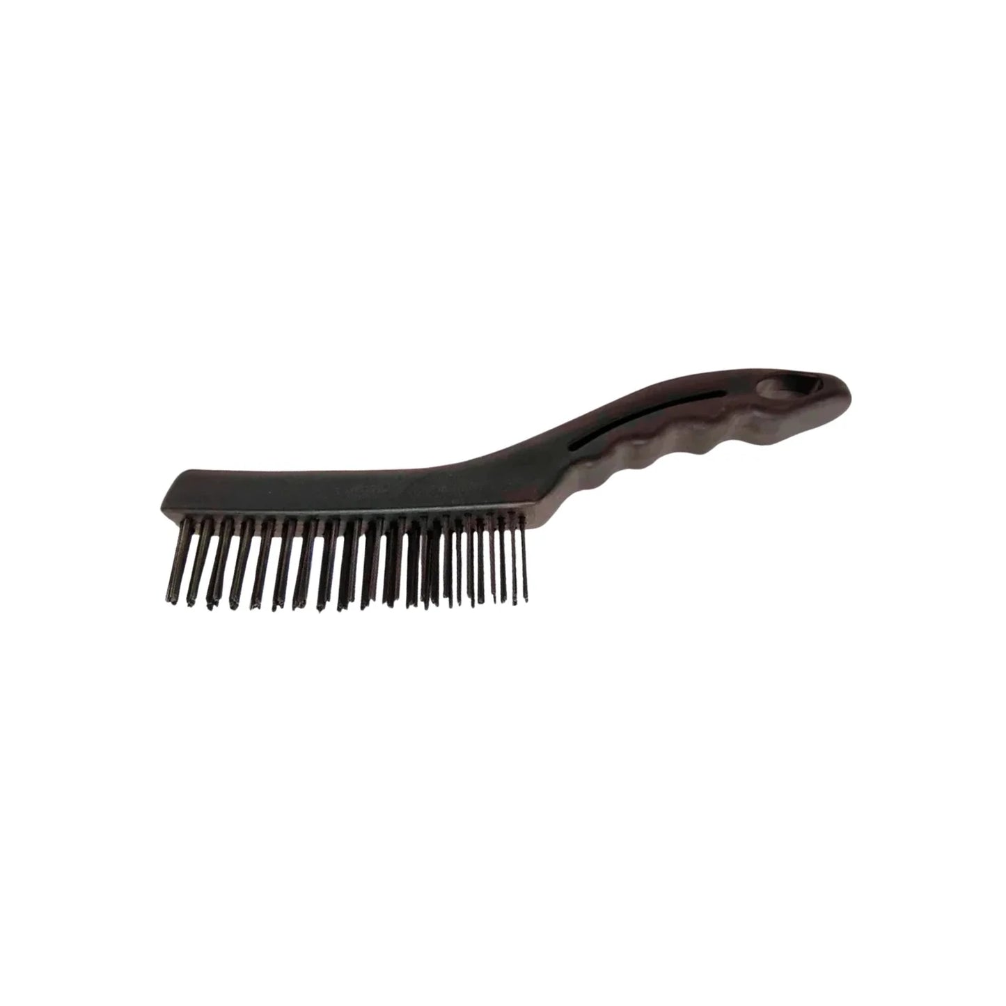 Cepillo de alambre curvo.,Uso general.,114 mechones de alambre.,Para pequeñas imperfecciones de superficies de concreto.,Ideal para quitar residuos de pintura óxido o suciedad.