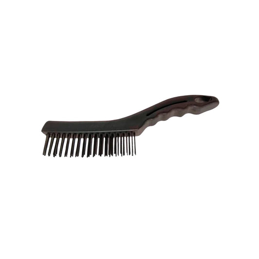Cepillo de alambre curvo.,Uso general.,114 mechones de alambre.,Para pequeñas imperfecciones de superficies de concreto.,Ideal para quitar residuos de pintura óxido o suciedad.