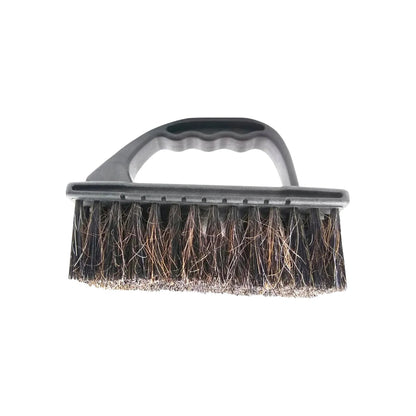 Cepillo de fregar manual cerdas resistentes mixtas, mango ergonómico oscuro para limpieza industrial