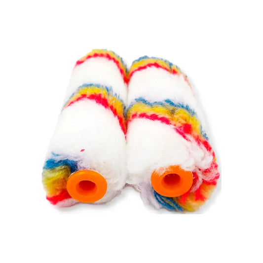 Repuesto para rodillo de pintura acrílico mini 4 pulgadas, blanco con franjas de colores, pack 2 piezas