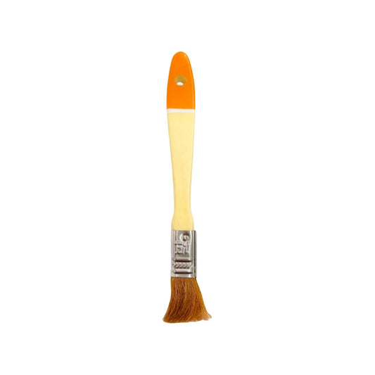Brocha de pintura 1/2 pulgada con mango bicolor naranja y crema, cerdas naturales marrones para acabados finos