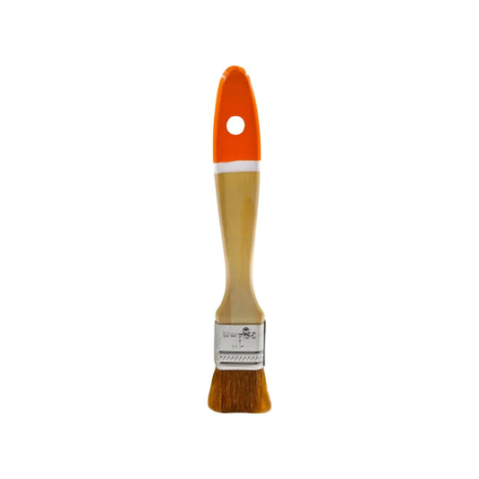 Brocha de pintura 1 pulgada, mango de madera naranja y cerdas de pelo de camello para acabados finos