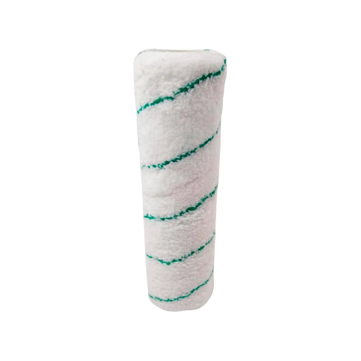 Repuesto rodillo pintura microfibra antigoteo 9x3/8", blanco con franjas verdes