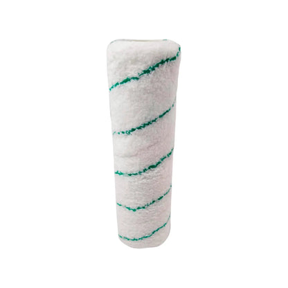 Repuesto rodillo pintura microfibra antigoteo 9x3/8", blanco con franjas verdes