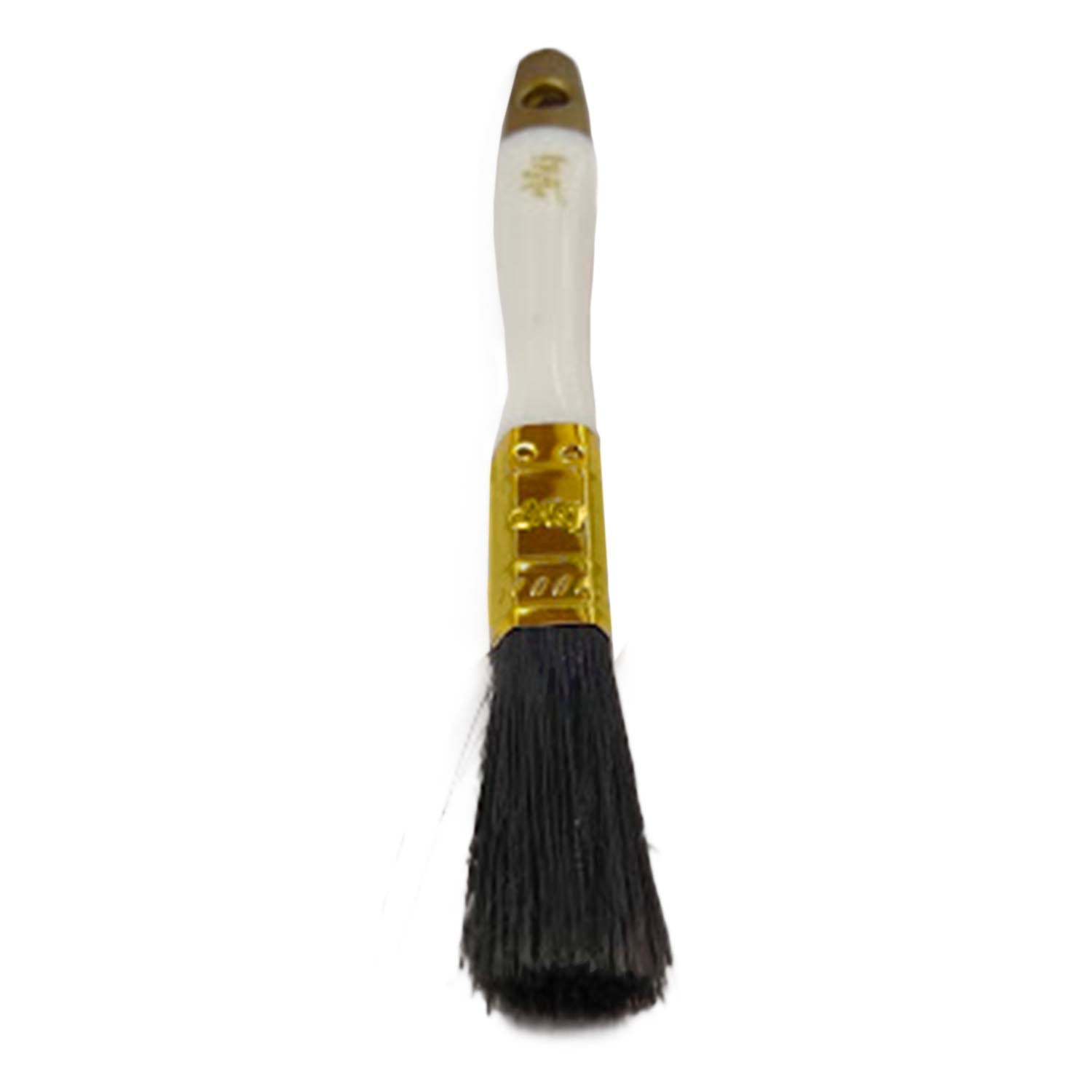 Brocha de pintura premium 1/2 pulgada con mango blanco y cerdas negras para acabados finos