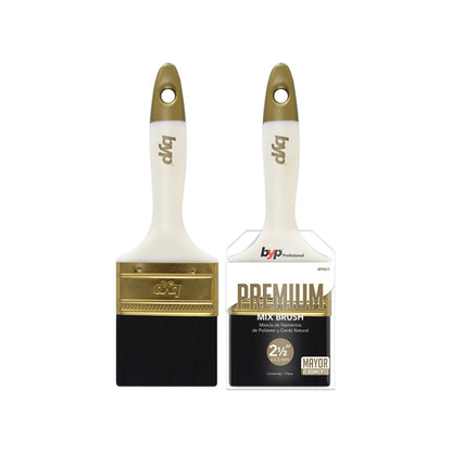 Brocha BYP Premium 2 1/2 pulgadas, mezcla de poliéster y cerda natural para pintura profesional, mayor rendimiento