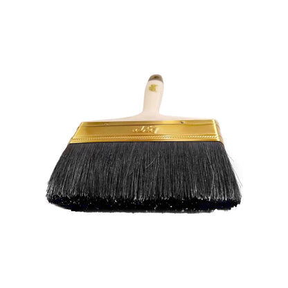 Brocha para pintura Byp 6 pulgadas con cerdas negras y férula dorada, mango de madera claro premium.