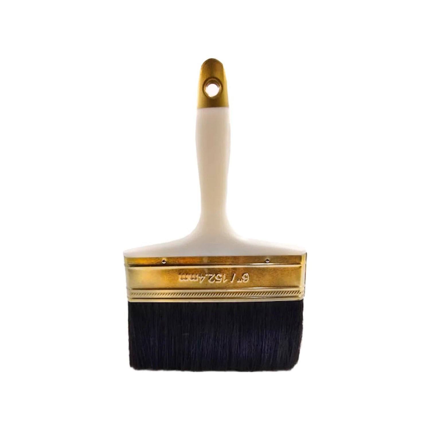 Brocha para pintura de 6" (152.4mm) con mango plástico crema y cerdas sintéticas negras