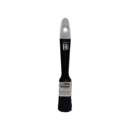 Brocha de pintura Triple B de 1 pulgada con mango negro y gris, cerdas negras para trabajos de pintura