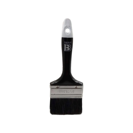 Brocha de pintura Triple B de 3 pulgadas con mango negro ergonómico y cerdas sintéticas para acabados finos