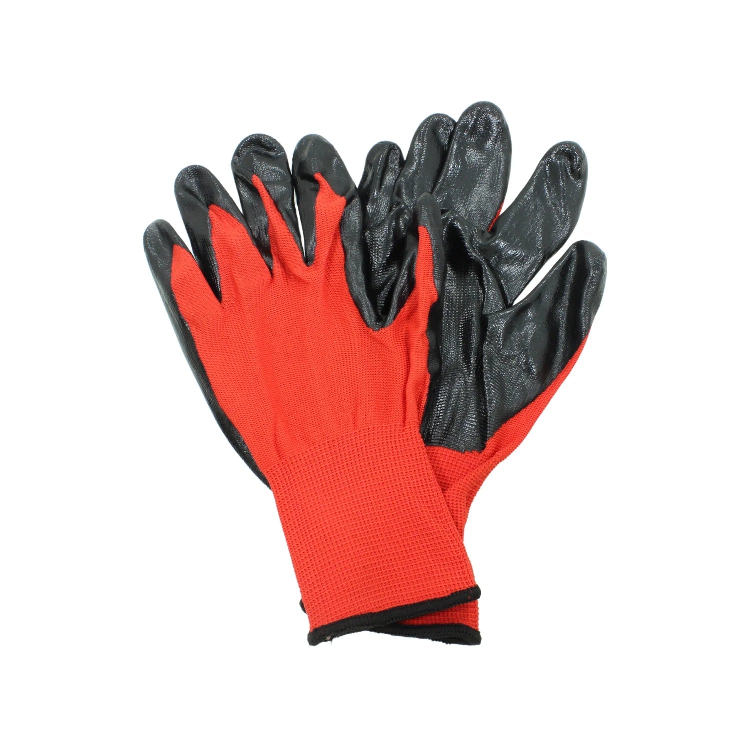 Guantes de trabajo rojos/negros de nylon/nitrilo antiderrapantes para protección y agarre