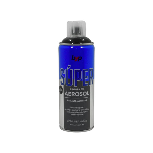 Byp Súper pintura en aerosol negro brillante 400 ml, esmalte acrílico de secado rápido, anti-oxidación.