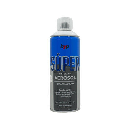 Pintura en aerosol acrílica BYP Súper blanco brillante 400ml, secado rápido, protección oxidación