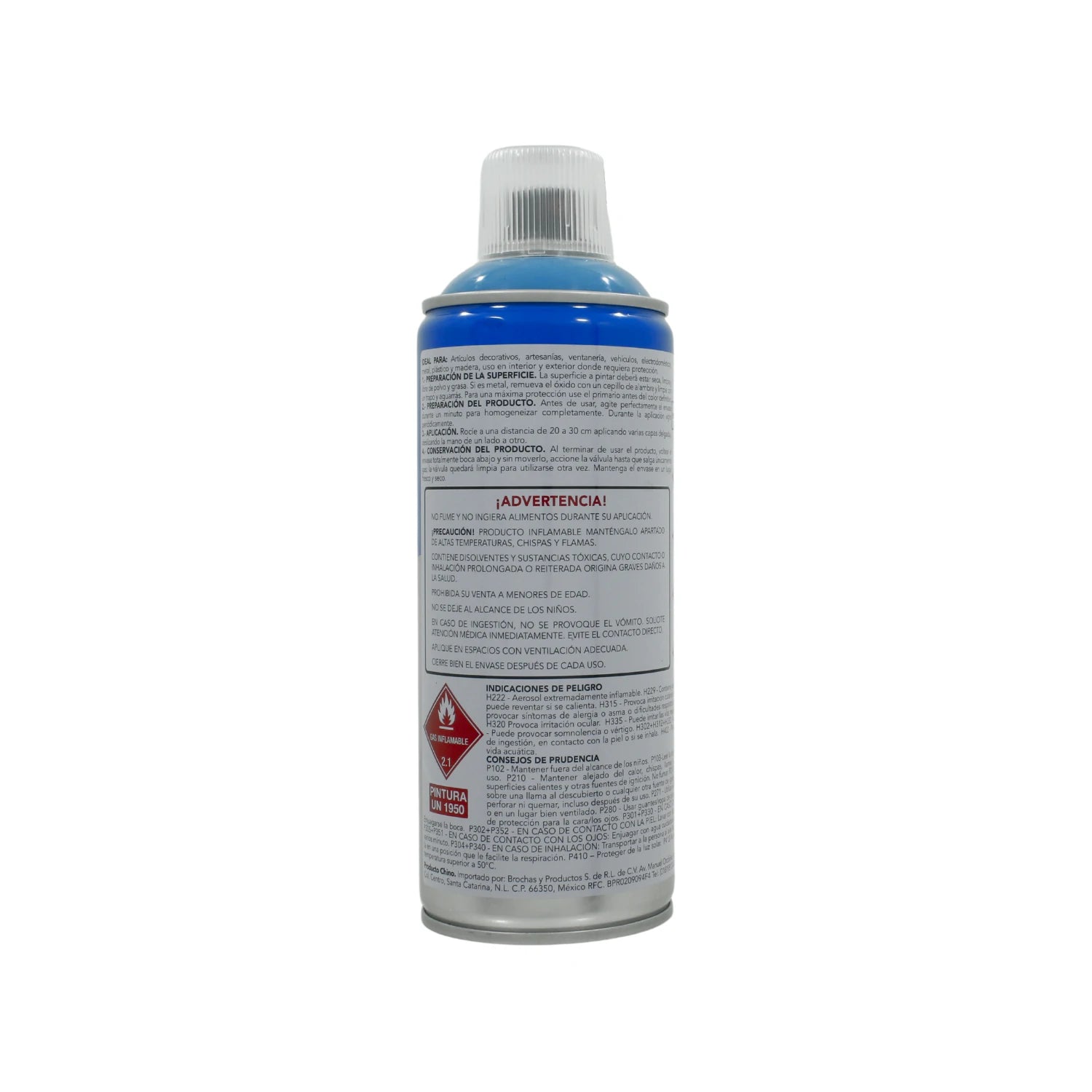 Pintura acrílica en aerosol azul claro 400 ml para metal, madera y más, uso en ferretería.
