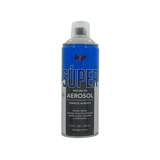 Pintura en aerosol Byp Súper gris máquina acrílico 400 ml secado rápido y protección anti-oxidación