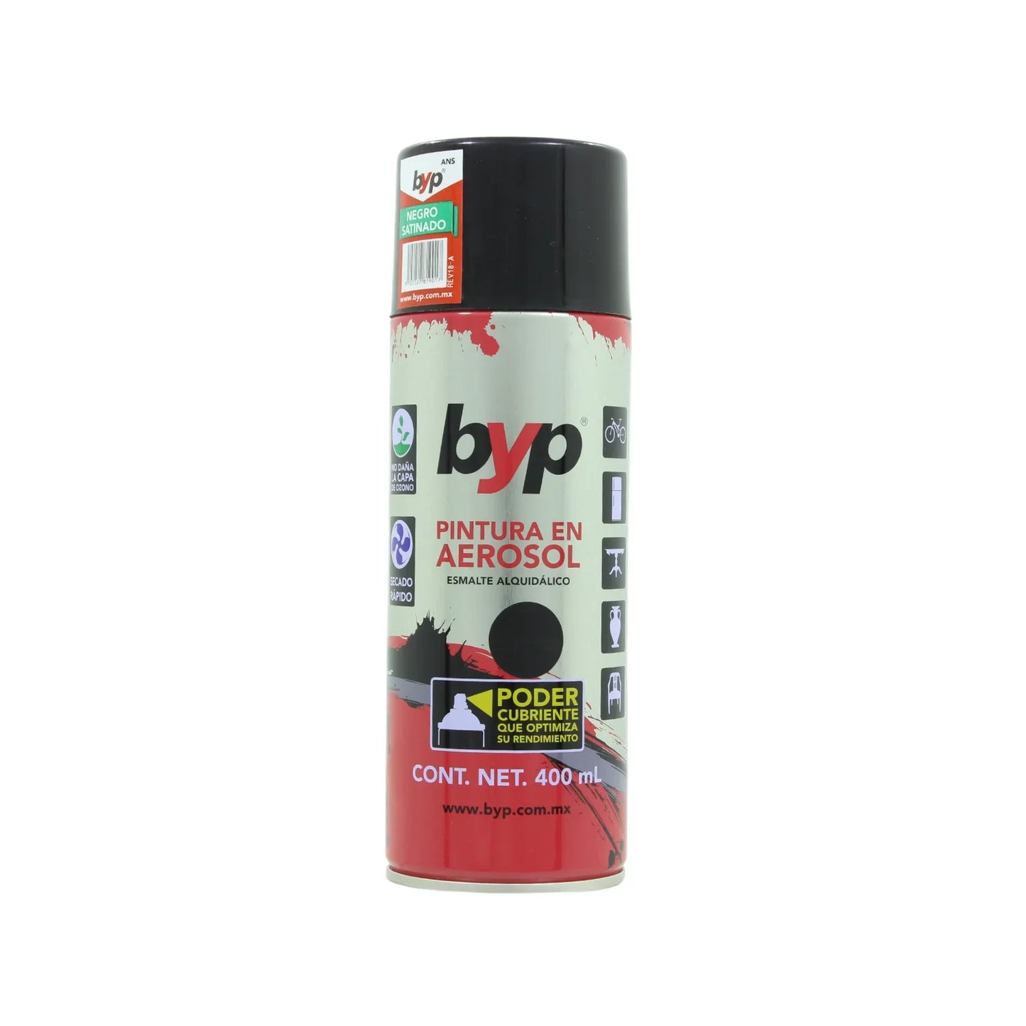 Pintura negro satinado 400 ml Byp