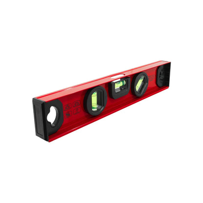Nivel de burbuja rojo de aluminio con 3 viales para construcción y medición precisa