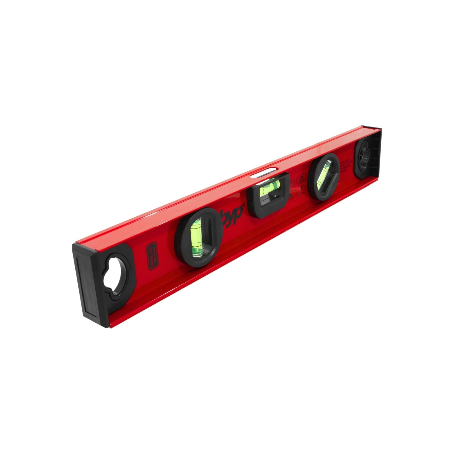 Nivel Byp profesional 14 pulgadas de aluminio rojo, 3 burbujas para medir horizontal, vertical y 45°.