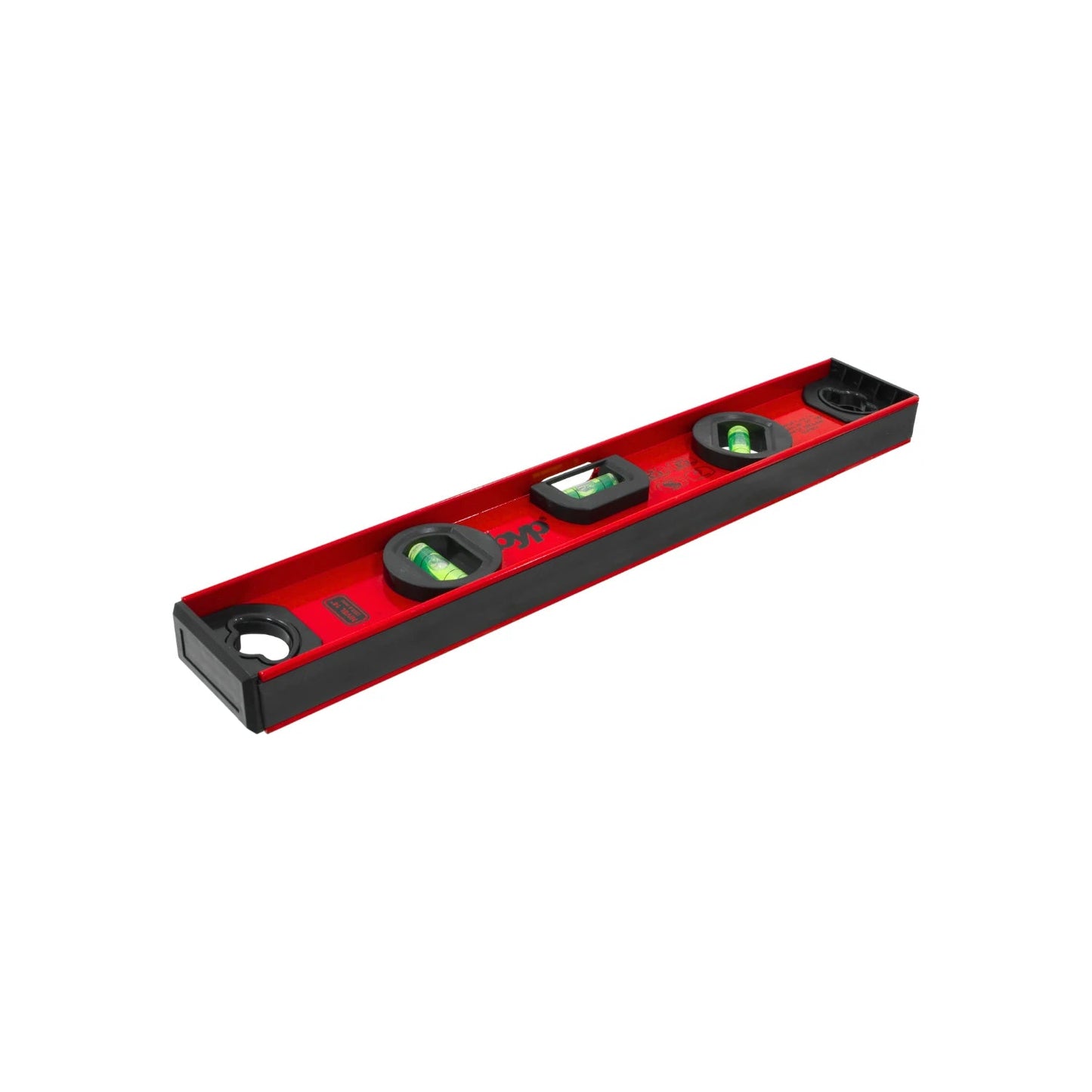 Nivel de burbuja profesional Byp de 14 pulgadas, cuerpo de aluminio rojo y topes negros