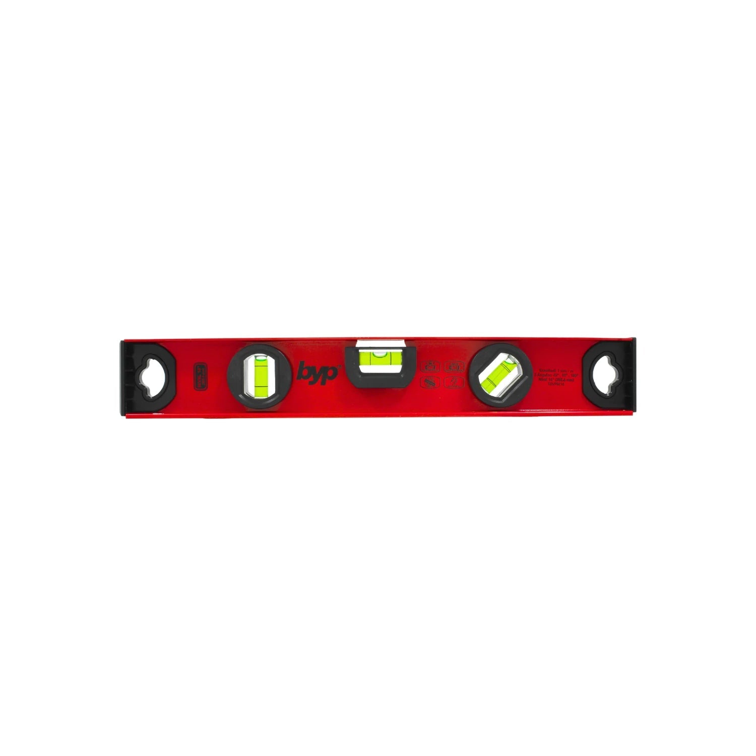 Nivel de burbuja magnético byp de aluminio rojo 14" con 3 viales para mediciones precisas horizontal, vertical y 45°