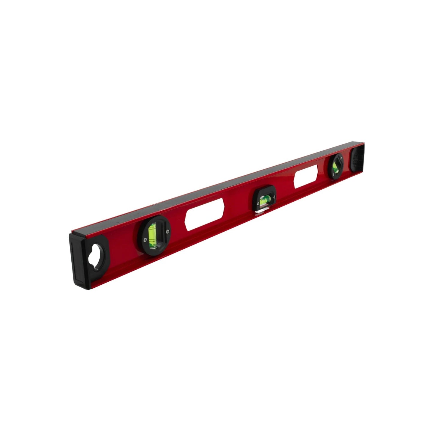Nivel de burbuja rojo de aluminio de 24 pulgadas con 3 viales para construcción y carpintería.