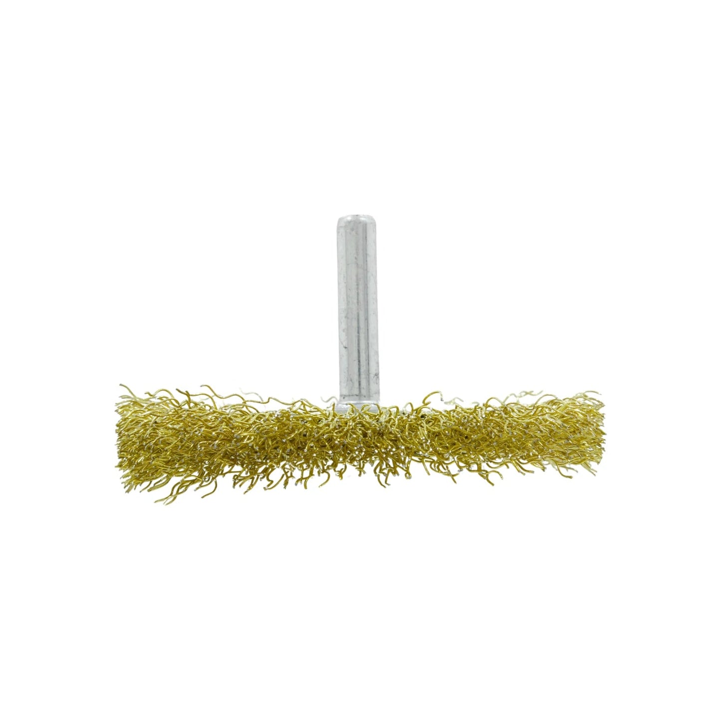 Carda circular de alambre de latón 3 pulgadas con vástago, cepillo ondulado para desbaste, limpieza y pulido de metal