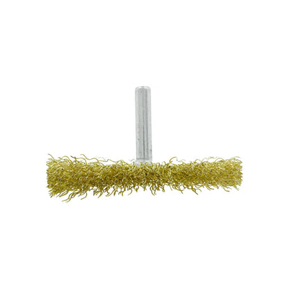 Carda circular de alambre de latón 3 pulgadas con vástago, cepillo ondulado para desbaste, limpieza y pulido de metal