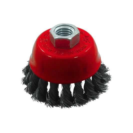 Carda de copa 3" x 5/8" trenzada alambre fino Byp CET301FN