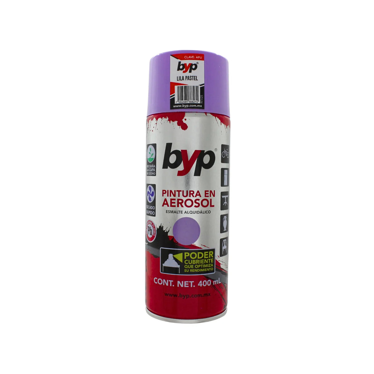 Pintura en aerosol byp lila pastel 400ml esmalte alquidálico de secado rápido para múltiples superficies