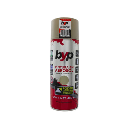Pintura en aerosol BYP color oro champagne 400ml esmalte alquidálico de secado rápido y alto poder cubriente