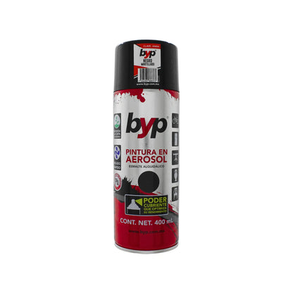 Pintura en aerosol byp negro martillado 400ml esmalte alquidálico de alto poder cubriente para superficies metálicas.
