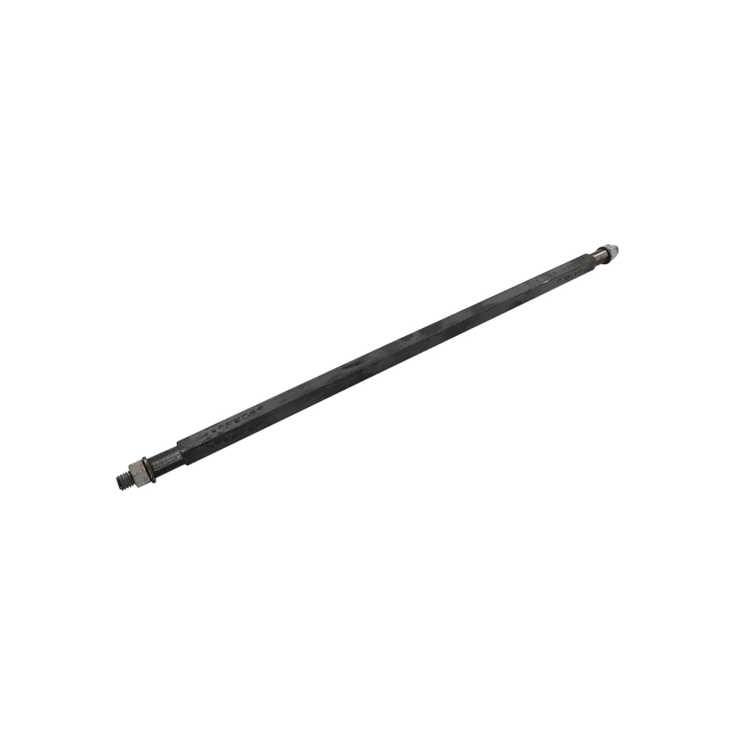 Eje hexagonal de metal para diablo 60 cm con rosca y punta lisa, compatible con baleros 5/8 pulgadas.