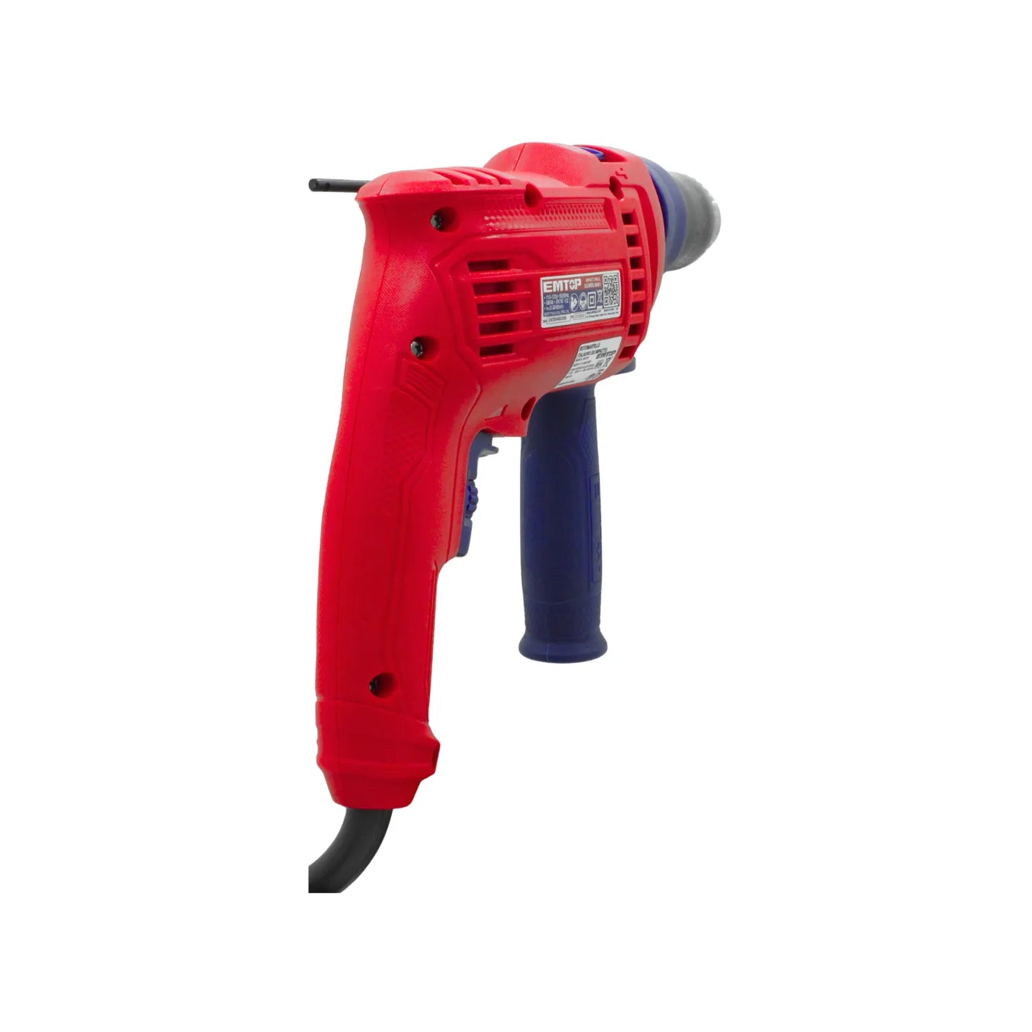 Taladro percutor eléctrico EMTOP rojo y azul, herramienta perforadora potente para trabajos de construcción