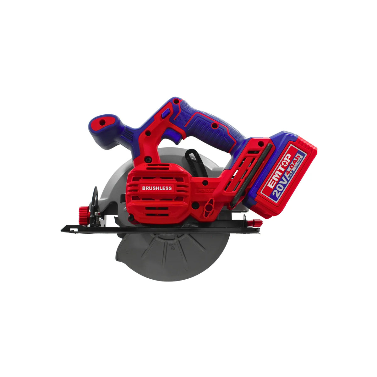 Sierra circular inalámbrica EMTP 20V motor brushless con batería 4.0Ah Li-ion para carpintería profesional.