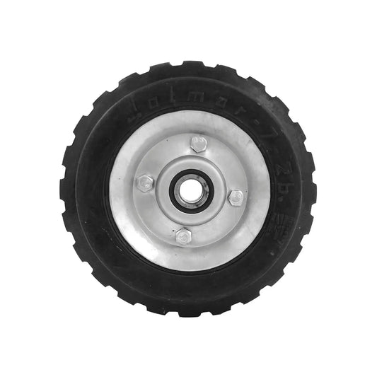 Rueda solida de 7", Cuenta con dos baleros, uno con balero de 5/8", Rin de lámina.