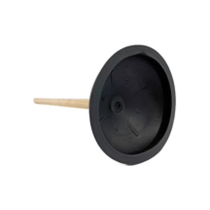 Bomba destapacaños grande de hule negro con mango de madera, para WC, baño y fregadero.