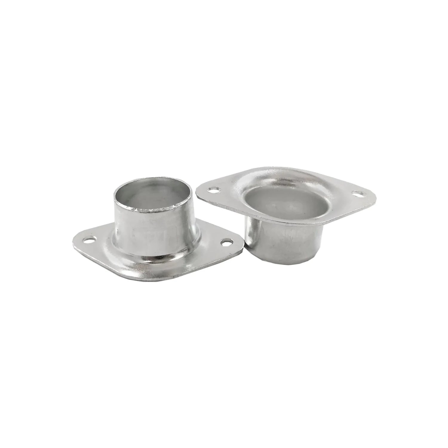 Brida niquelada con base cuadrada y cuello redondo, para montaje, 2 piezas