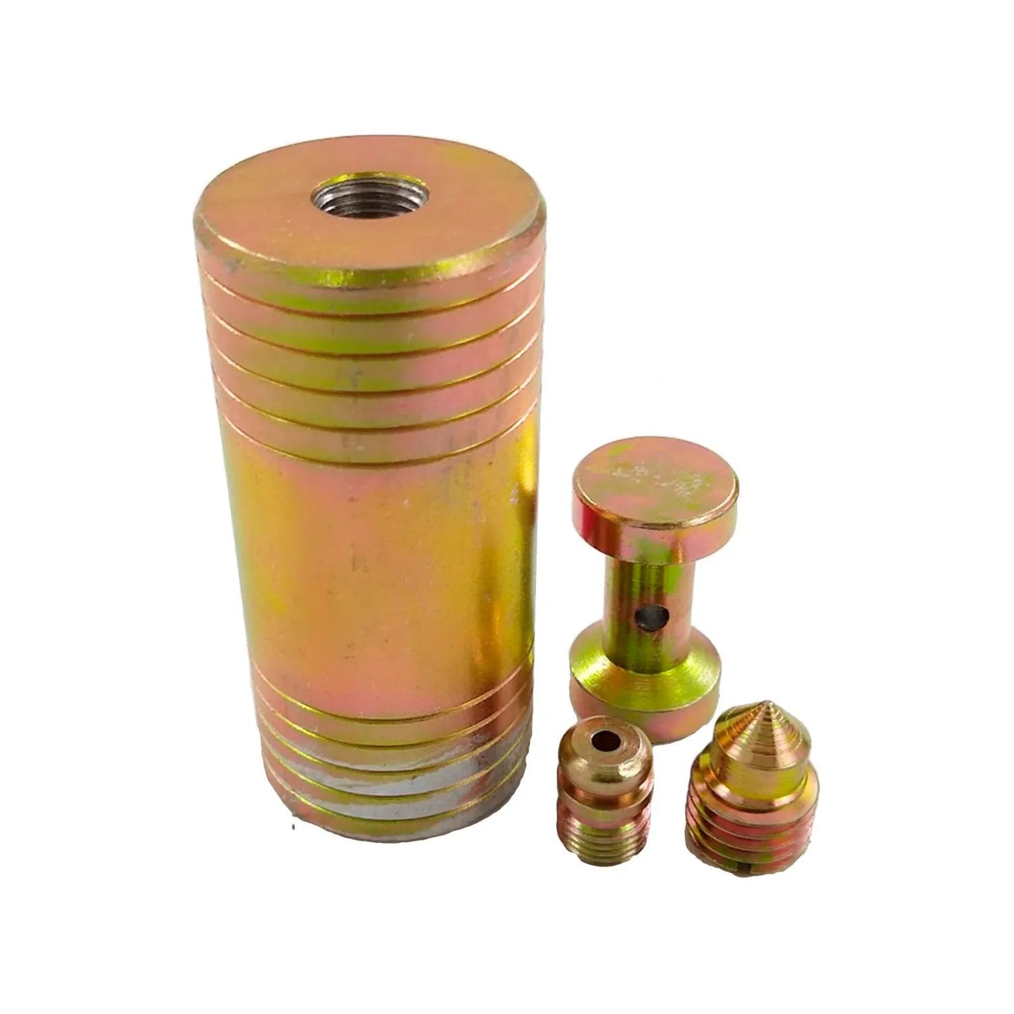 Kit de fijación industrial, cilindro y puntas roscadas de acero galvanizado dorado, para anclaje pesado