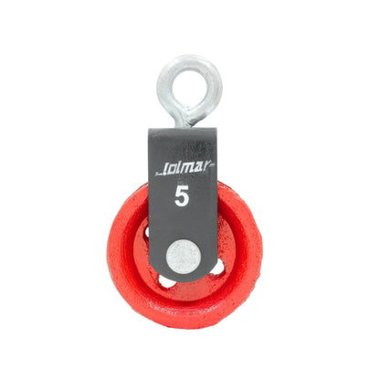 Garrucha Jolmar #5 con roldana roja, polea de bloque metálico para elevación de carga