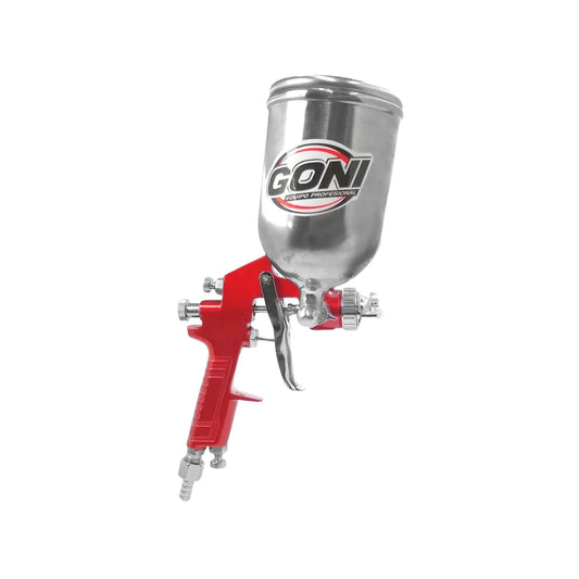 Pistola de gravedad con vaso giratorio.,Diseñada para aplicar en cualquier posicion.,Vaso con capacidad de 400 CC,Tiene la versatilidad de poder cambiar la aguja tobera y boquilla si requiere.