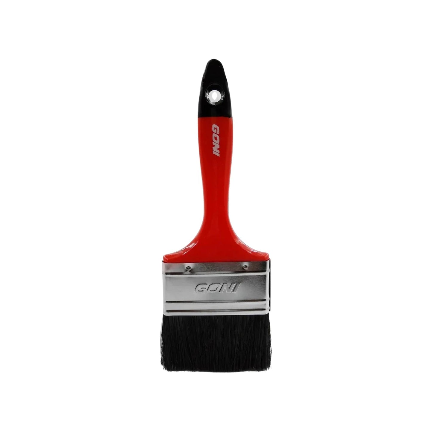 Brocha de pintura Goni de 3 pulgadas con mango rojo y cerdas negras para uso general