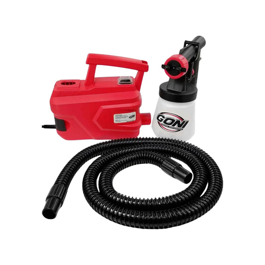 Potencia máxima 500 W,Para uso doméstico y artesanal.,Aplicación en redondo vertical y horizontal.,Es capaz de aplicar barnices aceites productos agroquímicos y pintura de automóviles.