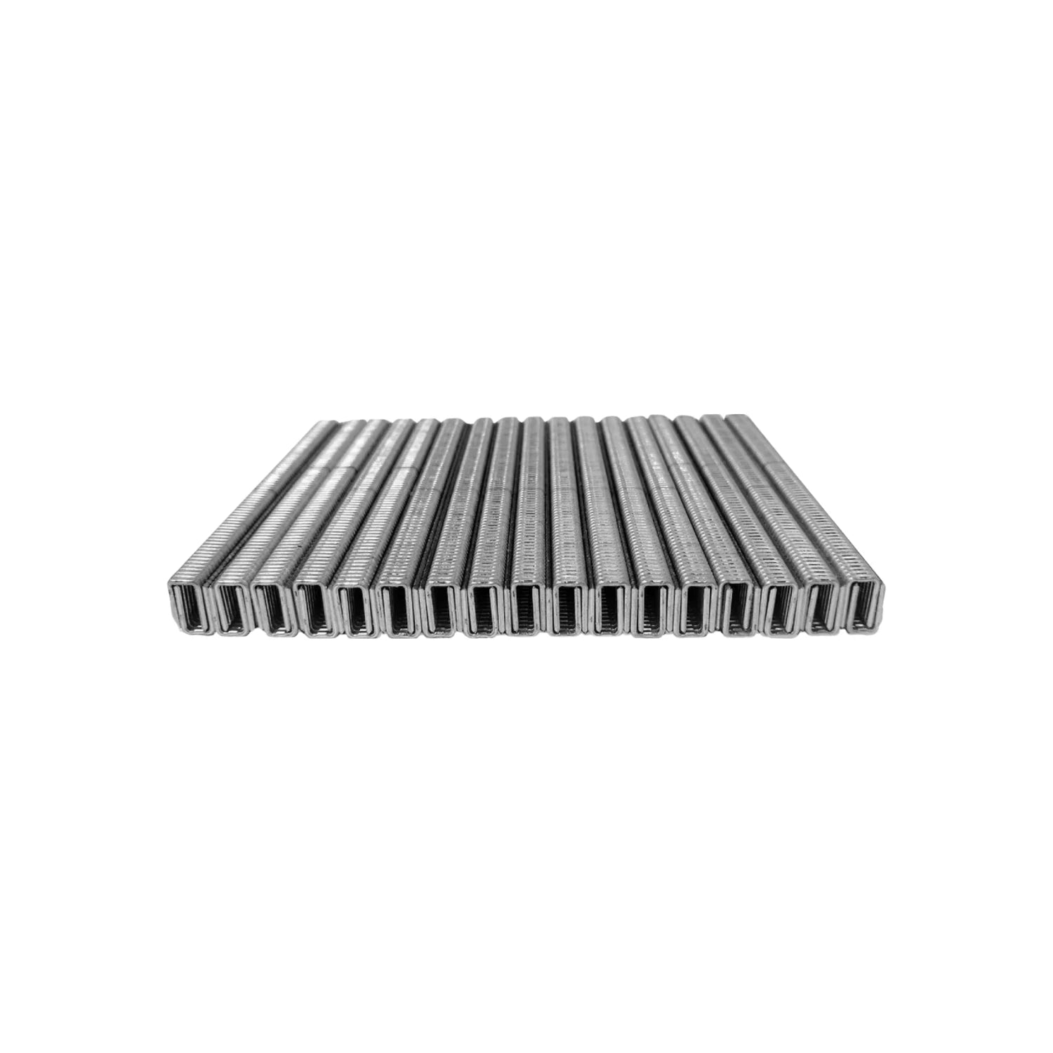 Grapas metálicas de 10mm para engrapadora neumática, tiras apiladas, acabado plateado industrial