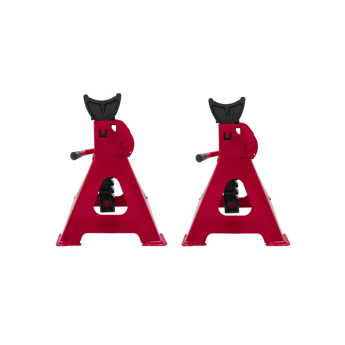 Juego de 2 torres para auto de acero rojo con barra de trinquete ajustable para soporte y seguridad automotriz.