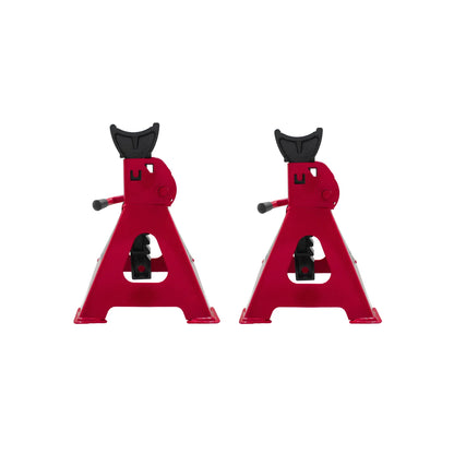 Juego de 2 torres para auto de acero rojo con barra de trinquete ajustable para soporte y seguridad automotriz.