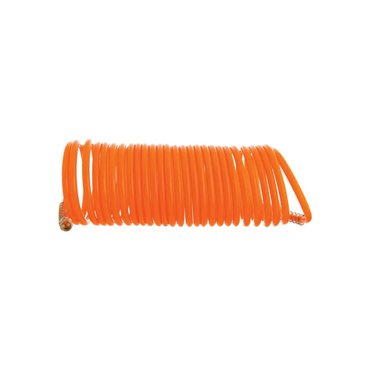 Fabricada de hule.,Manguera de 1/4"x5 metros.,Tipo espiral para las necesidades básicas del hogar y el taller.,Diseñada para soportar presiones de hasta 200 PSI,Regresa a su forma después de utilizarse.