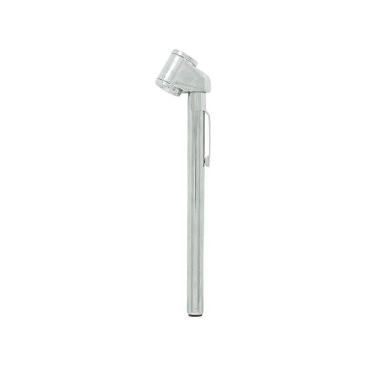 Cabeza metálica.,Calibrador tipo pluma con extensión graduada que  muestra la presión interna cuando es conectado a la válvula de aire.,Barra dual graduada.,Muestra la presión en PSI y kg/cm2,Permite colocar el calibrador sin importar la orientación de la válvula.,Cabeza dual.