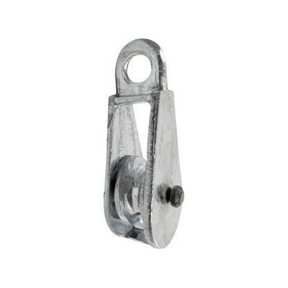 Garrucha simple de metal galvanizado, ideal para tendederos o sistemas de poleas ligeros