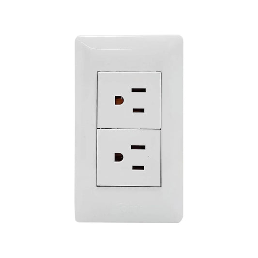 Fabricada de plástico ABS,Placa dos contactos.,127 V - 10 A - 60 Hz,Herrajes de latón.,Contactos polarizados.,Ideal para uso residencial u oficina.